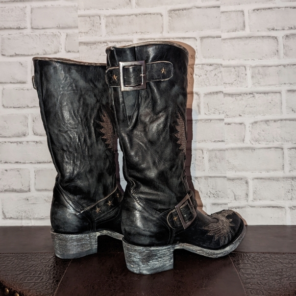 NEW Old Gringo Iron Eagle Black Distressed Riveted Biker Boots size 6.5 - Picture 8 of 13